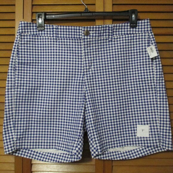 Old Navy Pants - Old Navy shorts NEW gingham royal blue & white, stretch & pockets size 14